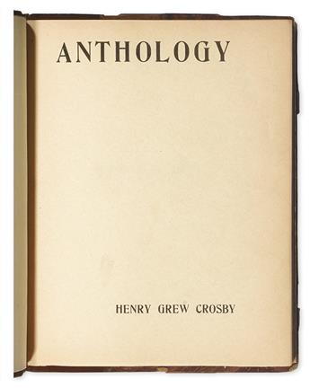BLACK SUN PRESS. Crosby, Henry Grew. Anthology.